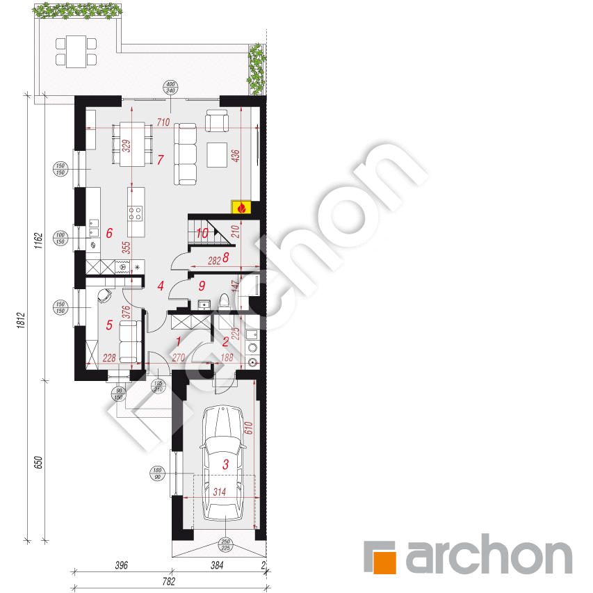 gotowy projekt Dom w klematisach 6 (B) rzut parteru