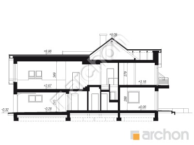 gotowy projekt Dom w klematisach 6 (B) przekroj budynku