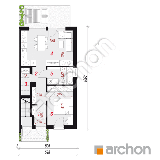 gotowy projekt Dom w bratkach 20 (R2BE) rzut parteru