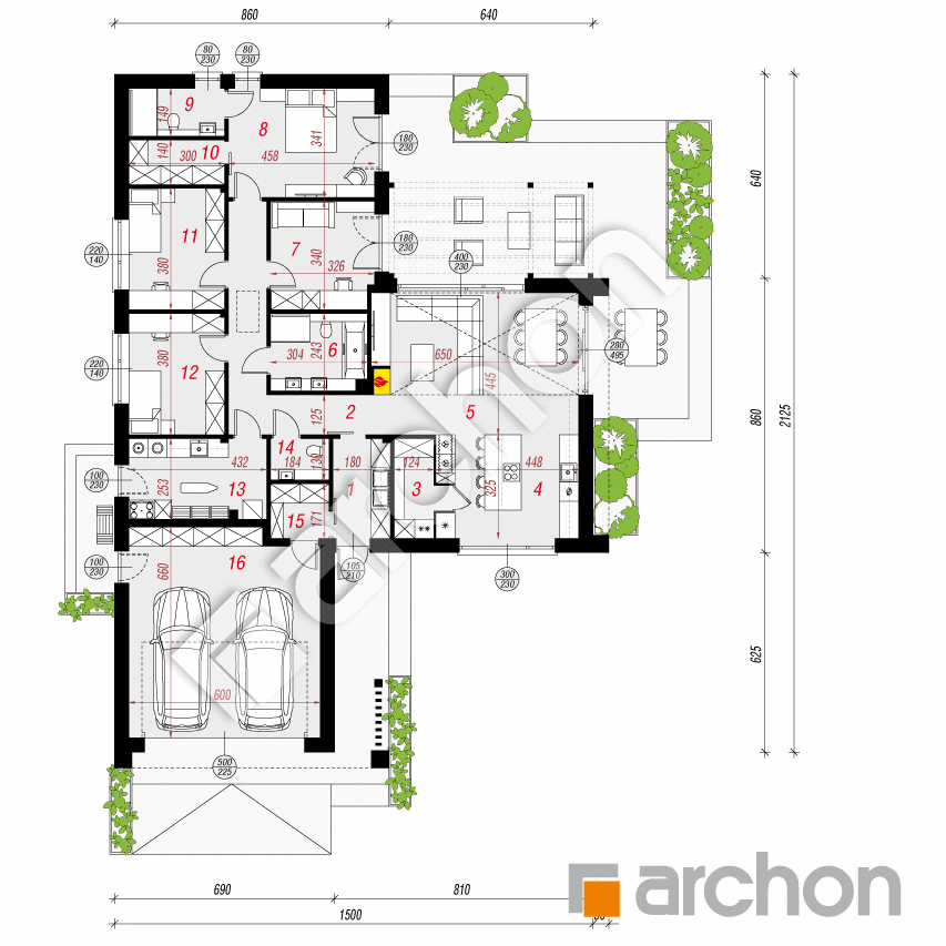 gotowy projekt Dom w bakopach (G2E) rzut parteru