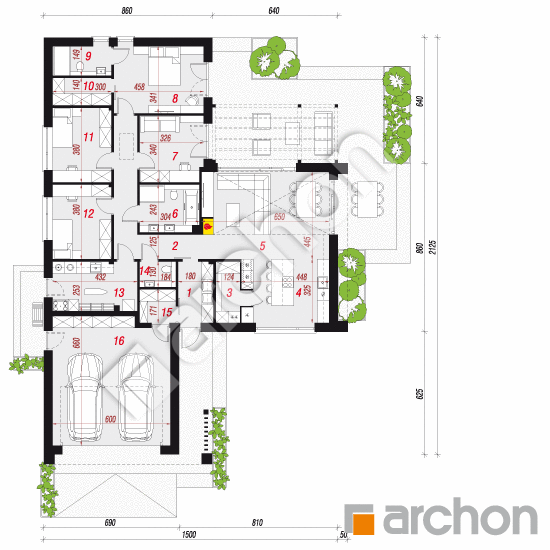 gotowy projekt Dom w bakopach (G2E) rzut parteru