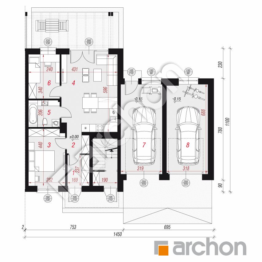 gotowy projekt Dom w bratkach 15 (R2B) rzut parteru
