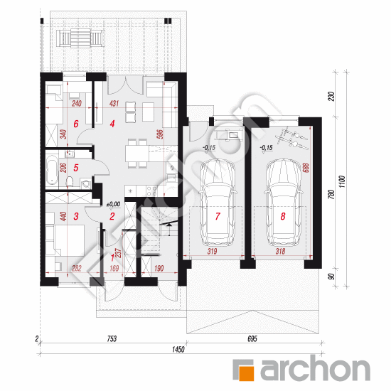 gotowy projekt Dom w bratkach 15 (R2B) rzut parteru