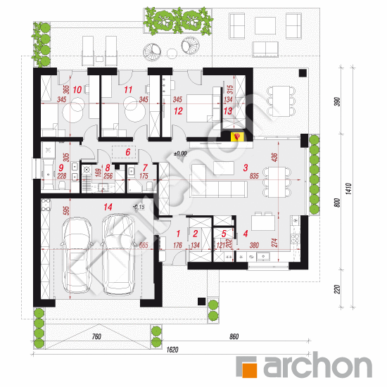 gotowy projekt Dom w dzwonkach 3 (G2AE) rzut parteru