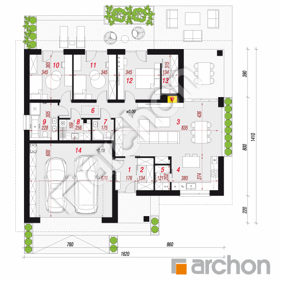 gotowy projekt Dom w dzwonkach 3 (G2AE) rzut parteru