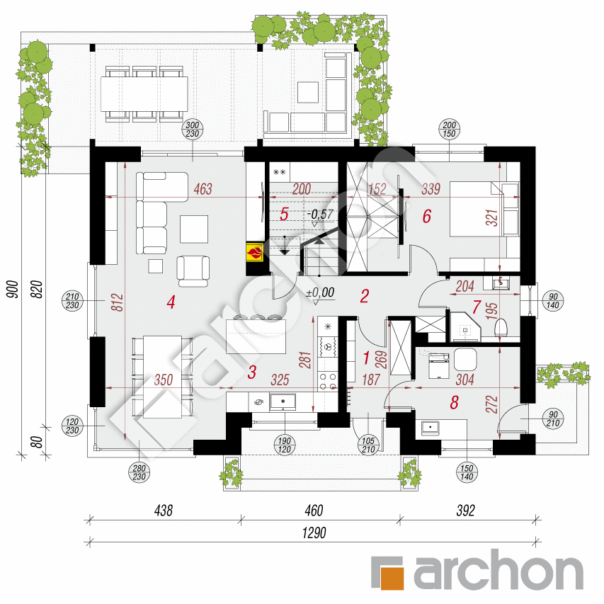 gotowy projekt Dom w wisteriach 23 rzut parteru