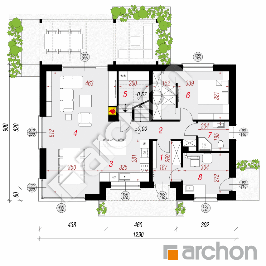 gotowy projekt Dom w wisteriach 23 rzut parteru