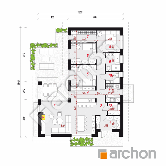 gotowy projekt Dom w alkannach (E) rzut parteru