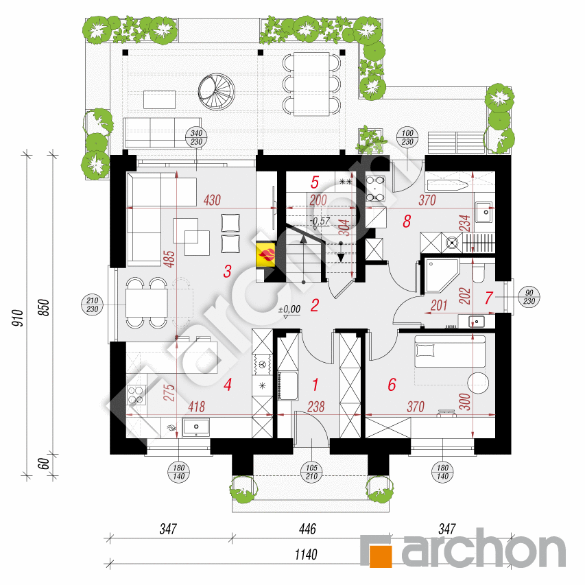 gotowy projekt Dom w lucernie 18 (E) rzut parteru