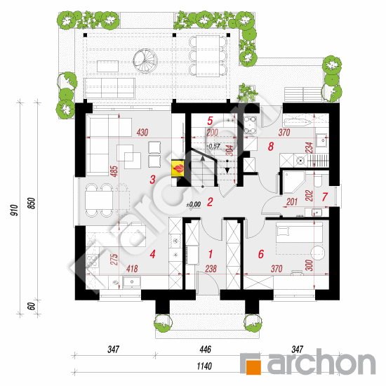 gotowy projekt Dom w lucernie 18 (E) rzut parteru