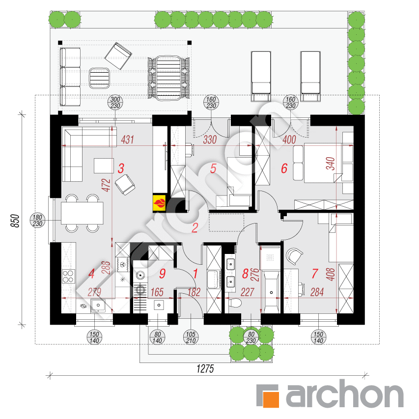 gotowy projekt Dom w kruszczykach 31 rzut parteru