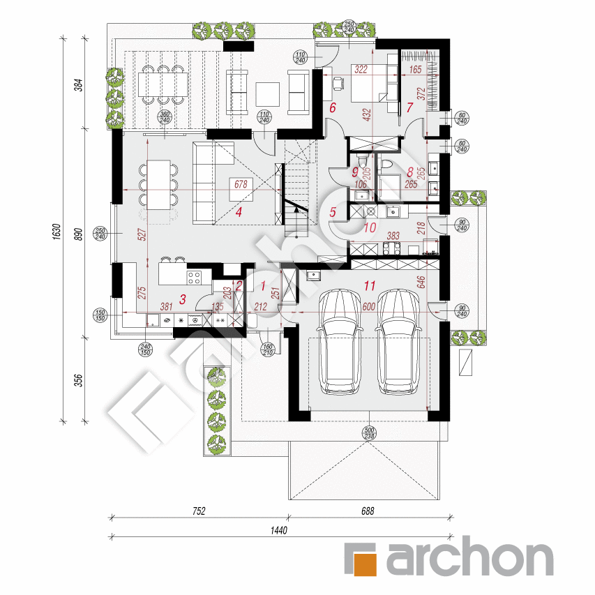 gotowy projekt Dom w przebiśniegach 11 (G2E) OZE rzut parteru