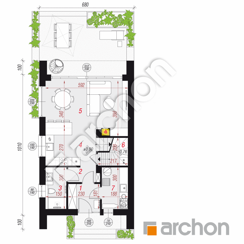 gotowy projekt Dom w sasankach 9 (E) rzut parteru