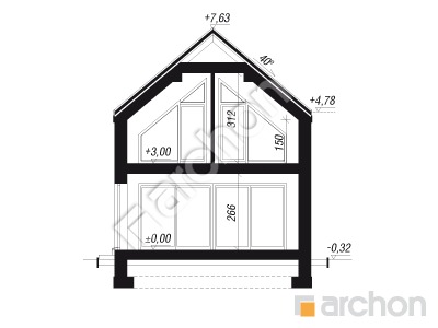 gotowy projekt Dom w sasankach 9 (E) przekroj budynku