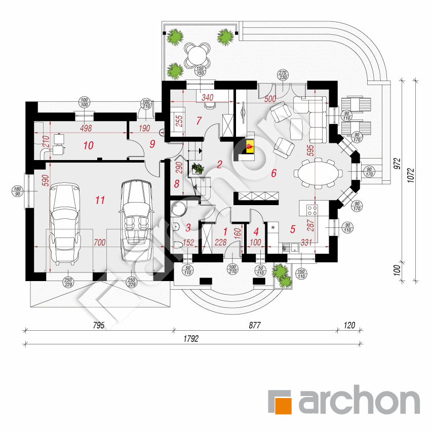 gotowy projekt Dom w tamaryszkach 9 (G2) rzut parteru