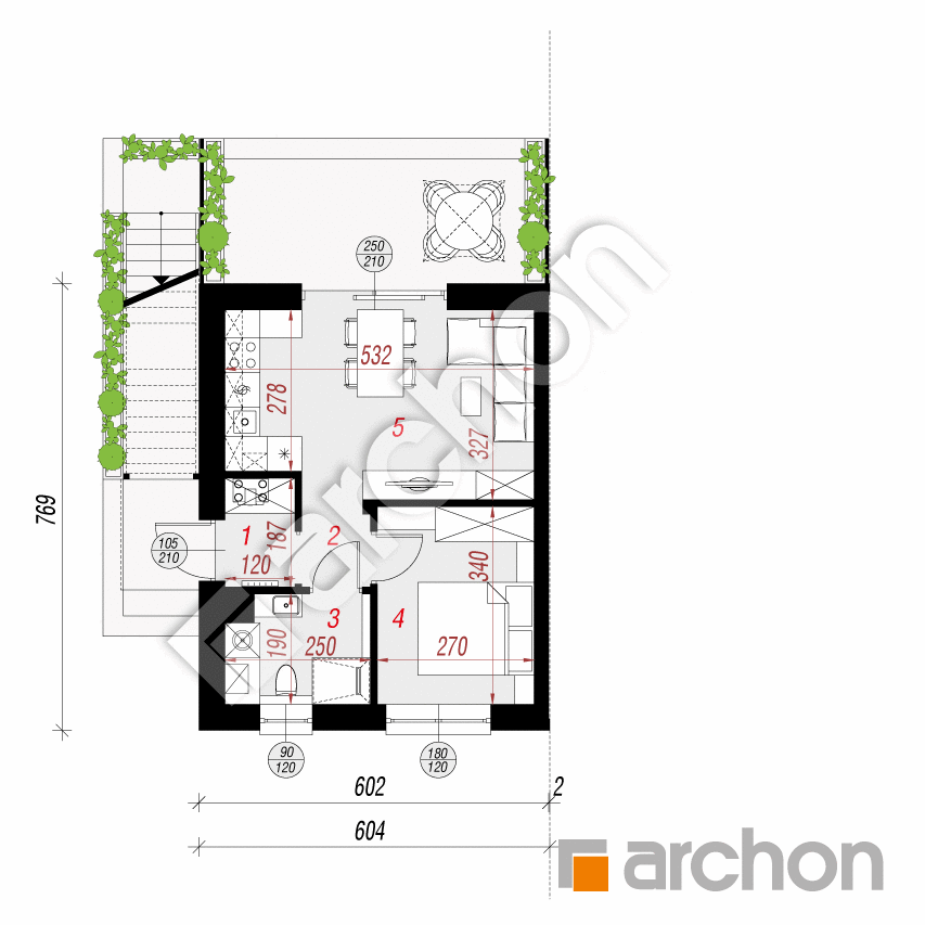 gotowy projekt Dom w omanach 3 (R2BE) rzut parteru