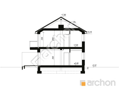 gotowy projekt Dom w omanach 3 (R2BE) przekroj budynku