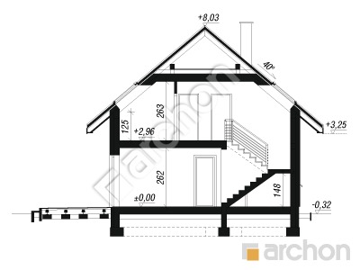 gotowy projekt Dom w malinówkach 14 (GR2) przekroj budynku