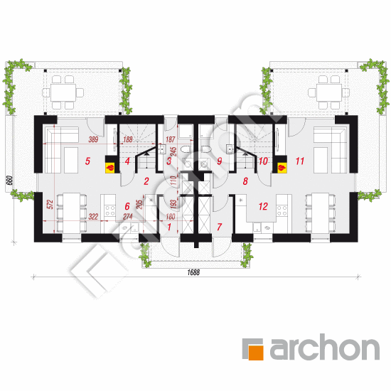 gotowy projekt Dom w everniach (R2) rzut parteru