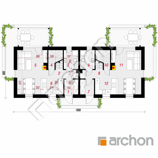 gotowy projekt Dom w everniach (R2) rzut parteru