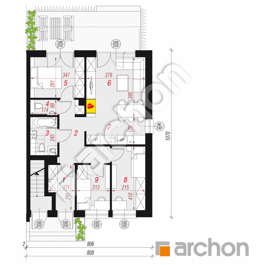 gotowy projekt Dom w bratkach 9 (R2B) rzut parteru