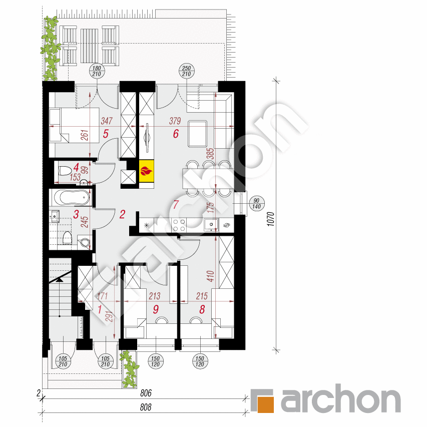 gotowy projekt Dom w bratkach 9 (R2B) rzut parteru