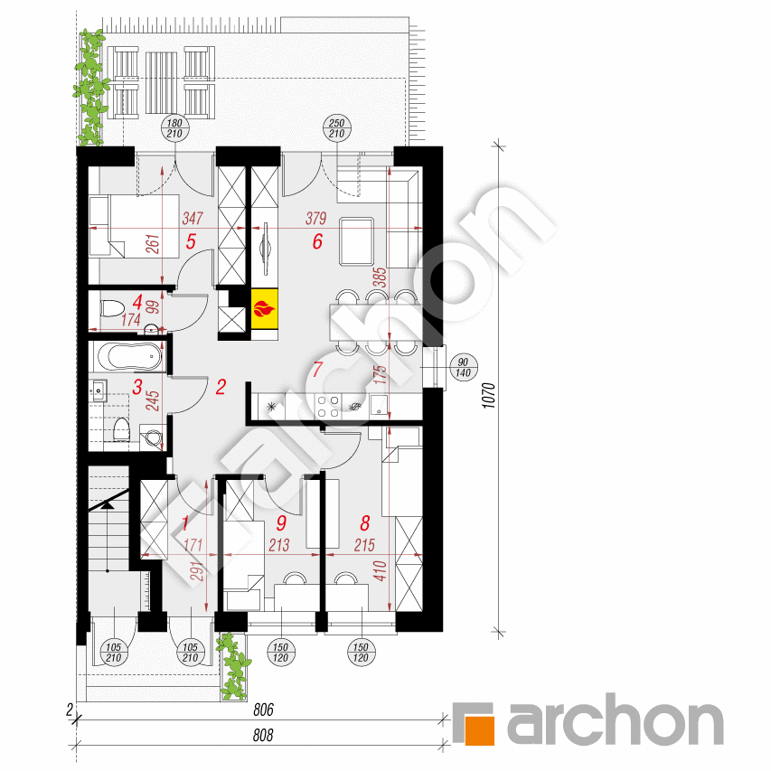 gotowy projekt Dom w bratkach 9 (R2B) rzut parteru