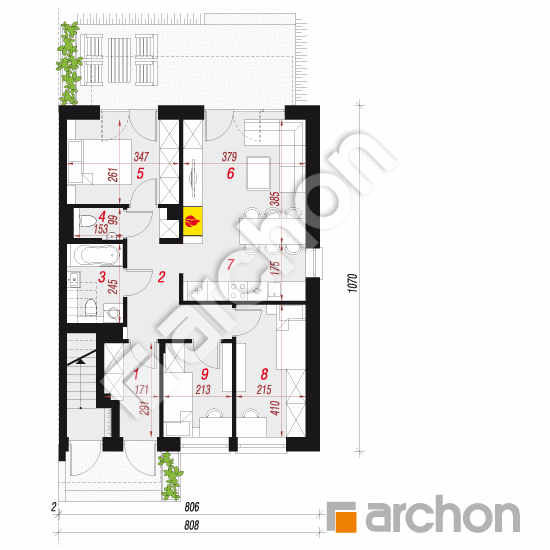 gotowy projekt Dom w bratkach 9 (R2B) rzut parteru
