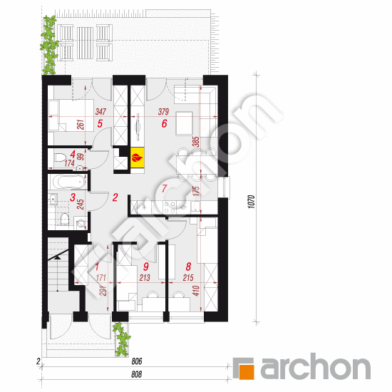 gotowy projekt Dom w bratkach 9 (R2B) rzut parteru