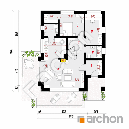 gotowy projekt Dom w lilakach (PD) rzut parteru