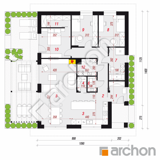 gotowy projekt Dom w droserach (E) rzut parteru