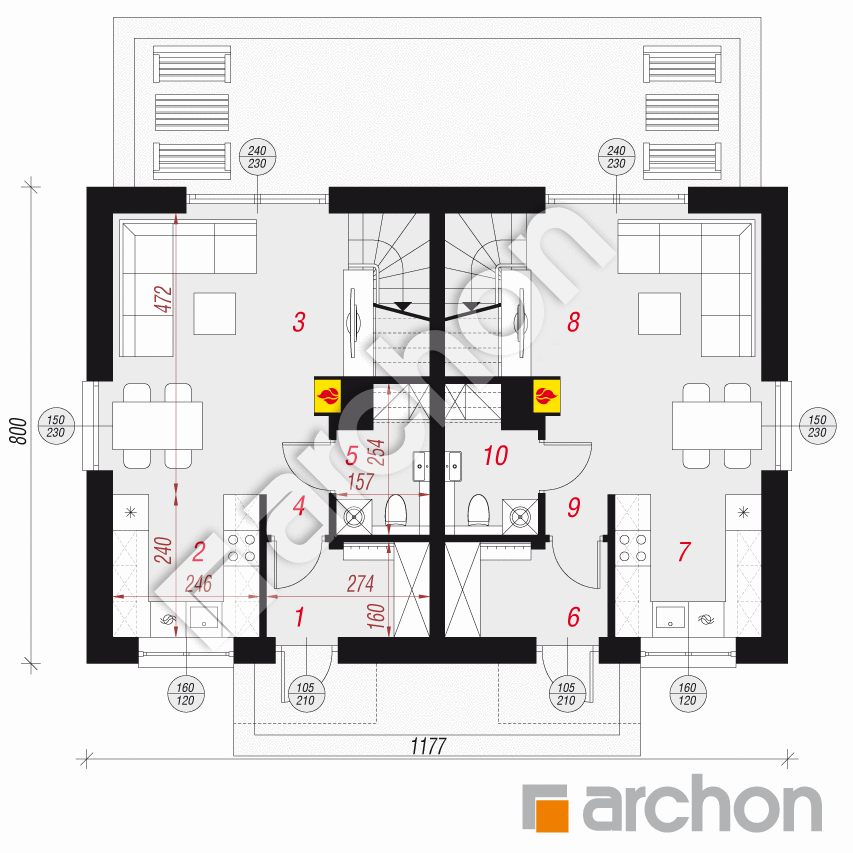 gotowy projekt Dom w modrakach 4 (R2) rzut parteru
