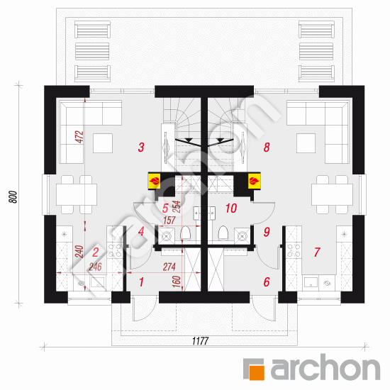 gotowy projekt Dom w modrakach 4 (R2) rzut parteru