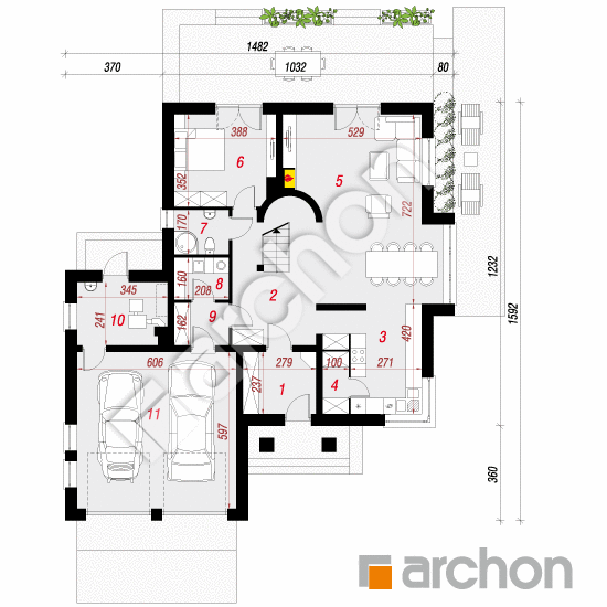 gotowy projekt Dom w bergamotkach (G2N) rzut parteru