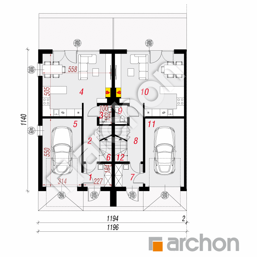 gotowy projekt Dom w riveach 9 (GR2B) rzut parteru