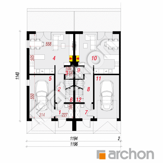 gotowy projekt Dom w riveach 9 (GR2B) rzut parteru