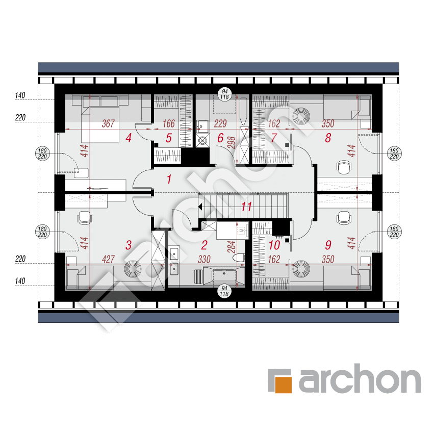gotowy projekt Dom w aurorach 26 (G2) rzut poddasza