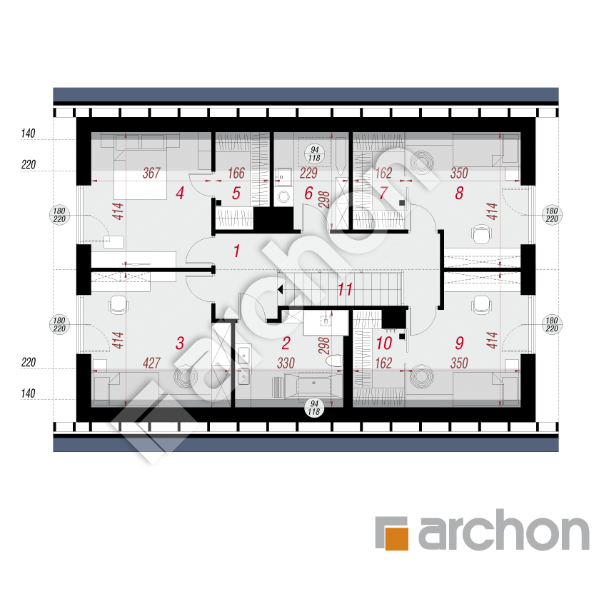 gotowy projekt Dom w aurorach 26 (G2) rzut poddasza