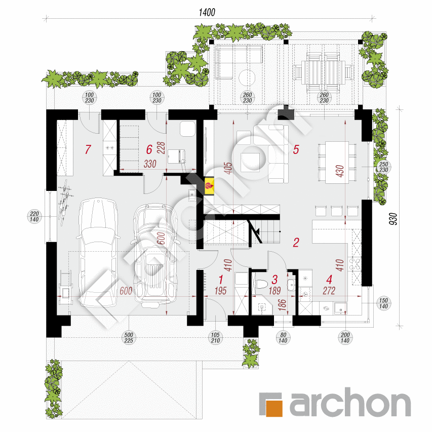 gotowy projekt Dom w aurorach 26 (G2) rzut parteru