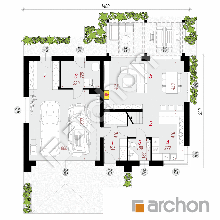 gotowy projekt Dom w aurorach 26 (G2) rzut parteru
