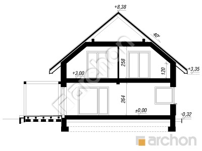gotowy projekt Dom w aurorach 26 (G2) przekroj budynku