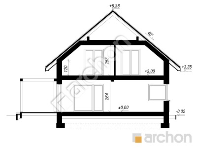 gotowy projekt Dom w aurorach 26 (G2) przekroj budynku