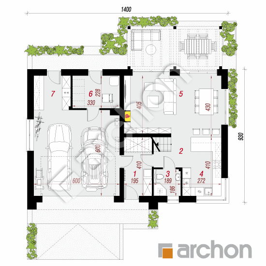 gotowy projekt Dom w aurorach 26 (G2) rzut parteru