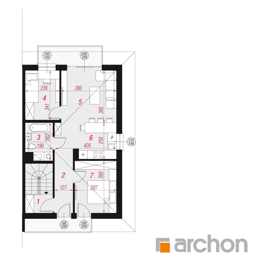 gotowy projekt Dom w bratkach 3 (R2B) rzut piętra