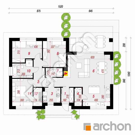 gotowy projekt Dom w kanzanach 3 (E) rzut parteru