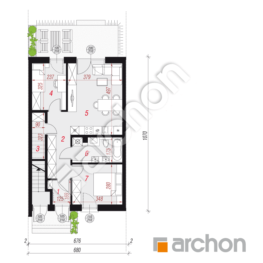 gotowy projekt Dom w bratkach 14 (R2S) rzut parteru