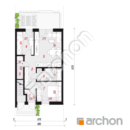 gotowy projekt Dom w bratkach 14 (R2S) rzut parteru
