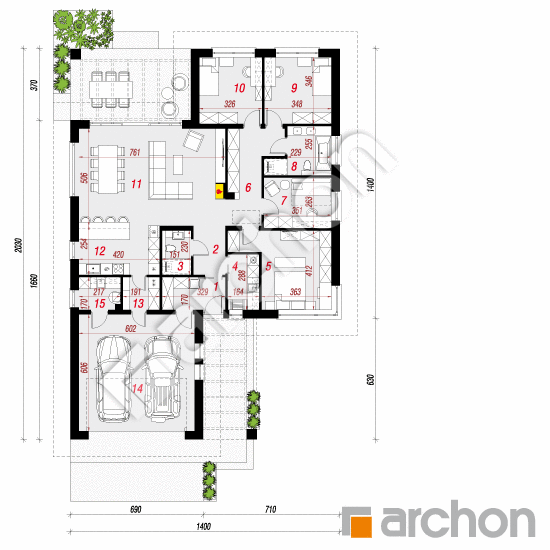 gotowy projekt Dom w kamasjach 2 (G2) rzut parteru