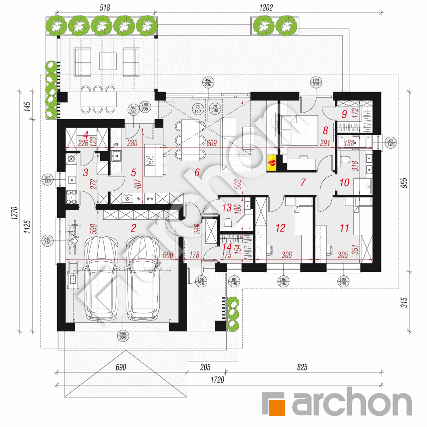 gotowy projekt Dom w barbulach 2 (G2E) rzut parteru