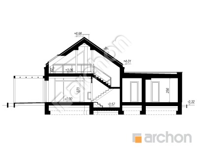 gotowy projekt Dom w azollach 6 (GE) OZE przekroj budynku